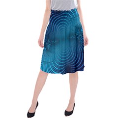 Abstract Fractal Blue Background Midi Beach Skirt