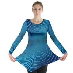 Abstract Fractal Blue Background Long Sleeve Tunic 