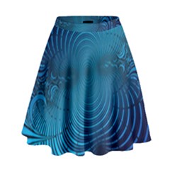 Abstract Fractal Blue Background High Waist Skirt