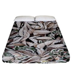 Ice Leaves Frozen Nature Fitted Sheet (king Size) by Amaryn4rt