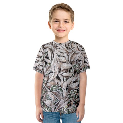 Ice Leaves Frozen Nature Kids  Sport Mesh Tee by Amaryn4rt