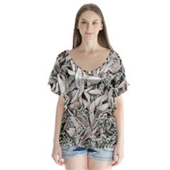 Ice Leaves Frozen Nature Flutter Sleeve Top