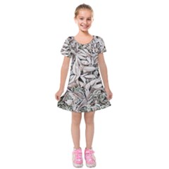 Ice Leaves Frozen Nature Kids  Short Sleeve Velvet Dress