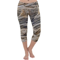 Rock Texture Background Stone Capri Yoga Leggings