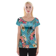 Lovely Colorful Flower Design  Women s Cap Sleeve Top by GabriellaDavid