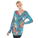 Lovely Colorful Flower Design  Women s Tie Up Tee View1