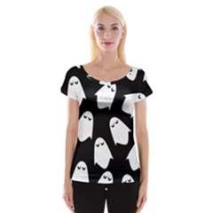 Ghost Halloween Pattern Women s Cap Sleeve Top by Amaryn4rt