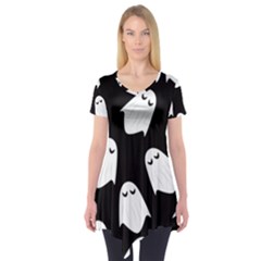 Ghost Halloween Pattern Short Sleeve Tunic  by Amaryn4rt