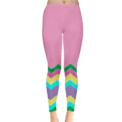 Easter Chevron Pattern Stripes Leggings 