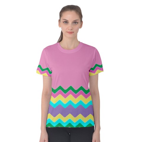 Easter Chevron Pattern Stripes Women s Cotton Tee by Amaryn4rt