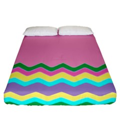 Easter Chevron Pattern Stripes Fitted Sheet (queen Size)