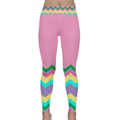 Easter Chevron Pattern Stripes Classic Yoga Leggings by Amaryn4rt