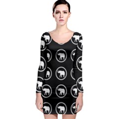 Elephant Wallpaper Pattern Long Sleeve Bodycon Dress by Amaryn4rt