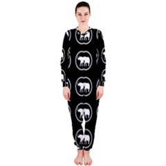 Elephant Wallpaper Pattern Onepiece Jumpsuit (ladies)  by Amaryn4rt