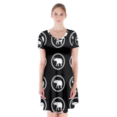 Elephant Wallpaper Pattern Short Sleeve V-neck Flare Dress by Amaryn4rt