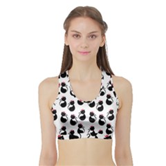 Cat Seamless Animal Pattern Sports Bra With Border