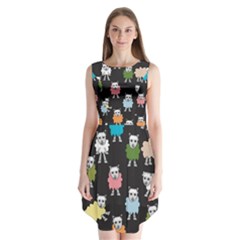 Sheep Cartoon Colorful Sleeveless Chiffon Dress  