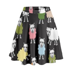 Sheep Cartoon Colorful High Waist Skirt by Amaryn4rt