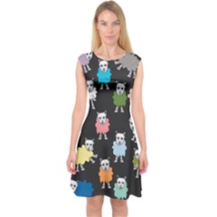 Sheep Cartoon Colorful Capsleeve Midi Dress by Amaryn4rt