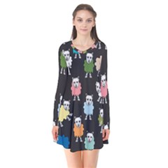 Sheep Cartoon Colorful Flare Dress