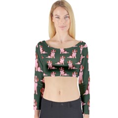 Dog Animal Pattern Long Sleeve Crop Top by Amaryn4rt