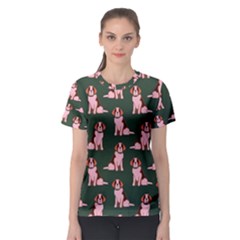 Dog Animal Pattern Women s Sport Mesh Tee