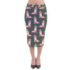 Dog Animal Pattern Velvet Midi Pencil Skirt