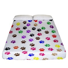 Paw Prints Background Fitted Sheet (king Size)