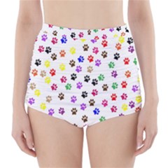 Paw Prints Background High-waisted Bikini Bottoms