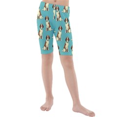 Dog Animal Pattern Kids  Mid Length Swim Shorts