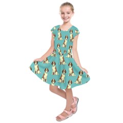 Dog Animal Pattern Kids  Short Sleeve Dress