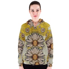 Power To The Big Flower Women s Zipper Hoodie by pepitasart