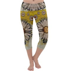 Power To The Big Flower Capri Yoga Leggings