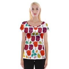 Tree Pattern Background Women s Cap Sleeve Top