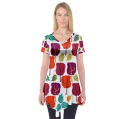 Tree Pattern Background Short Sleeve Tunic 