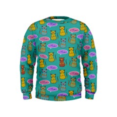 Meow Cat Pattern Kids  Sweatshirt by Amaryn4rt