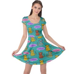 Meow Cat Pattern Cap Sleeve Dresses by Amaryn4rt