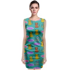 Meow Cat Pattern Sleeveless Velvet Midi Dress by Amaryn4rt