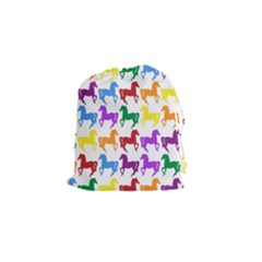 Colorful Horse Background Wallpaper Drawstring Pouches (small)  by Amaryn4rt