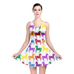 Colorful Horse Background Wallpaper Reversible Skater Dress by Amaryn4rt