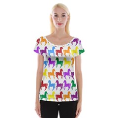 Colorful Horse Background Wallpaper Women s Cap Sleeve Top by Amaryn4rt