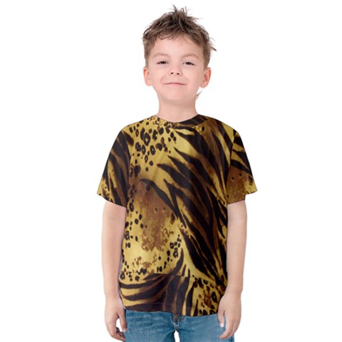 Stripes Tiger Pattern Safari Animal Print Kids  Cotton Tee by Amaryn4rt