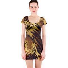 Stripes Tiger Pattern Safari Animal Print Short Sleeve Bodycon Dress by Amaryn4rt