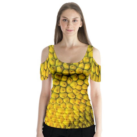 Jack Shell Jack Fruit Close Butterfly Sleeve Cutout Tee  by Amaryn4rt