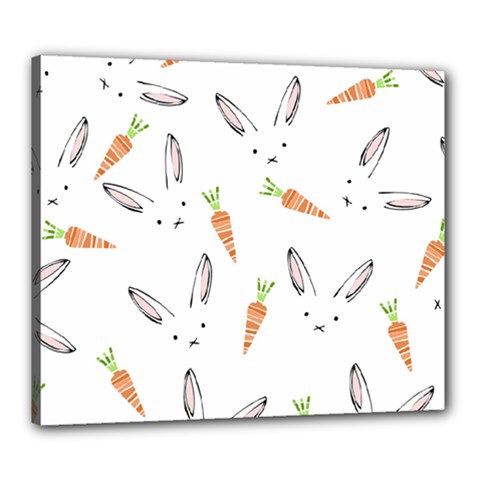 Rabbit Carrot Pattern Weft Step Canvas 24  X 20 