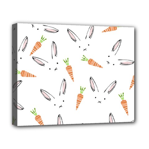 Rabbit Carrot Pattern Weft Step Deluxe Canvas 20  X 16   by Amaryn4rt