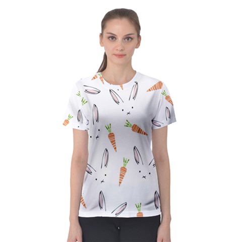 Rabbit Carrot Pattern Weft Step Women s Sport Mesh Tee by Amaryn4rt