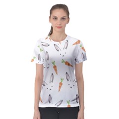 Rabbit Carrot Pattern Weft Step Women s Sport Mesh Tee