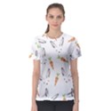 Rabbit Carrot Pattern Weft Step Women s Sport Mesh Tee View1