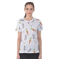 Rabbit Carrot Pattern Weft Step Women s Cotton Tee